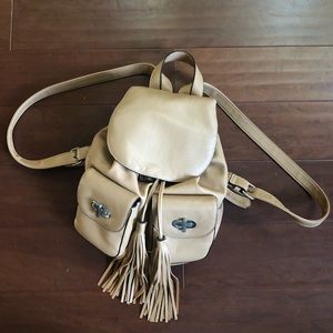 F21 faux leather drawstring backpack